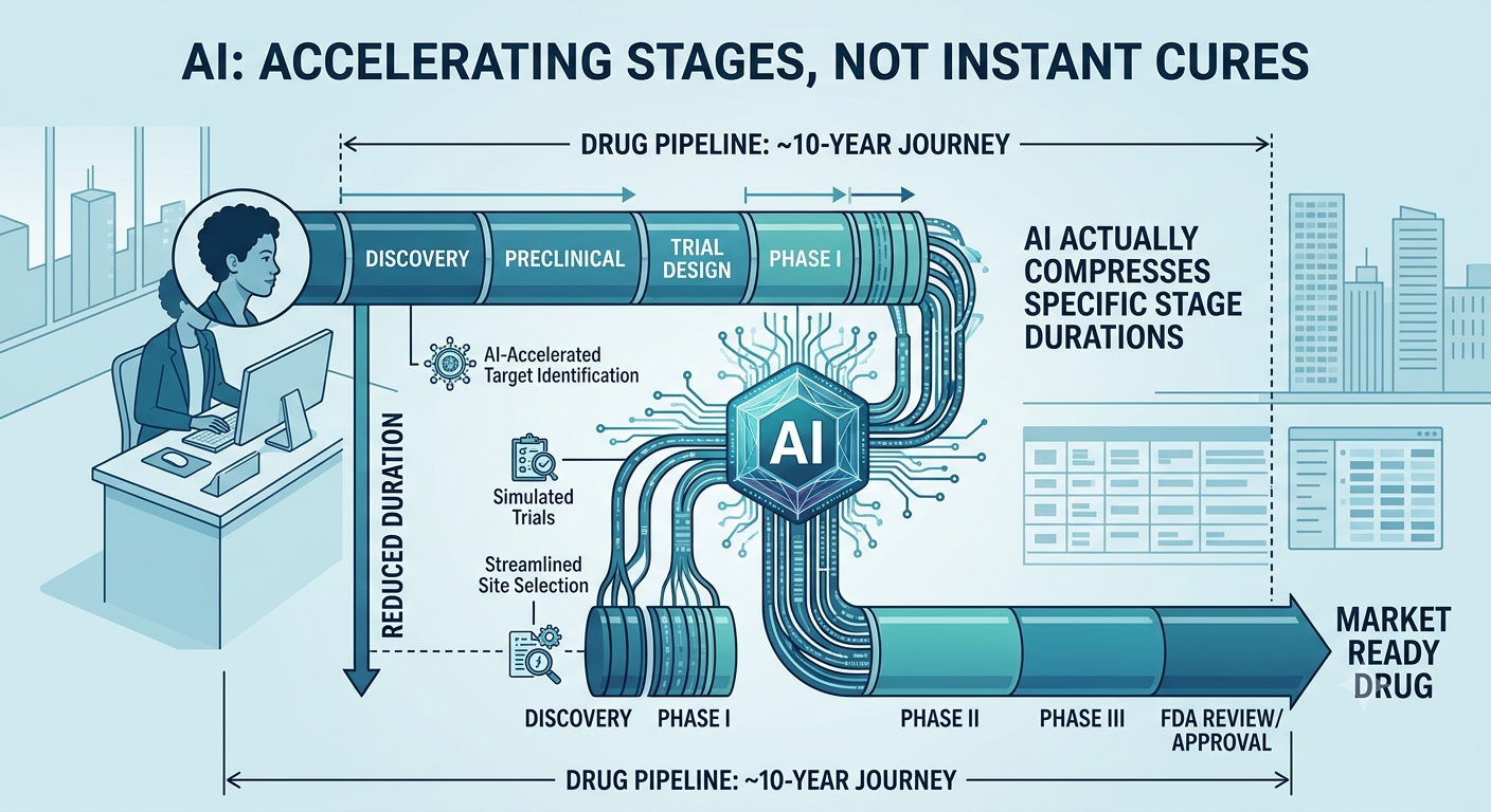 AI won't cure the ten-year drug pipeline, but it is compressing pieces of it